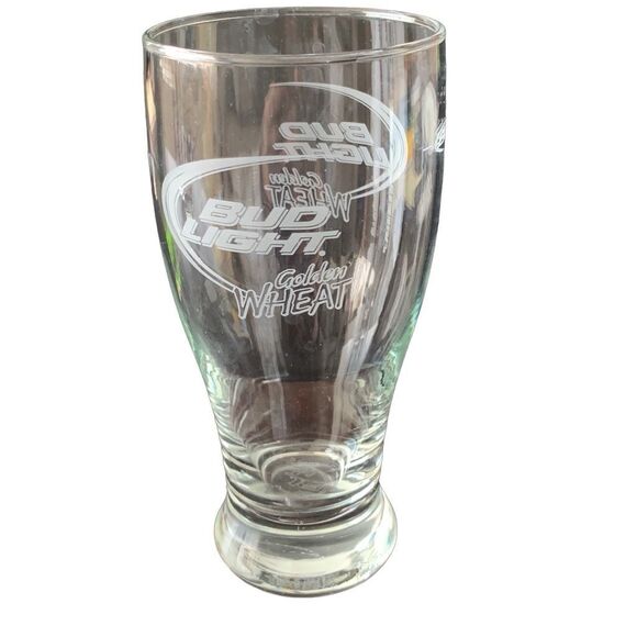 Pre Owned Budweiser BUD LIGHT GOLDEN WHEAT Pilsner Glass Rare Vintage HTF - Picture 2 of 11
